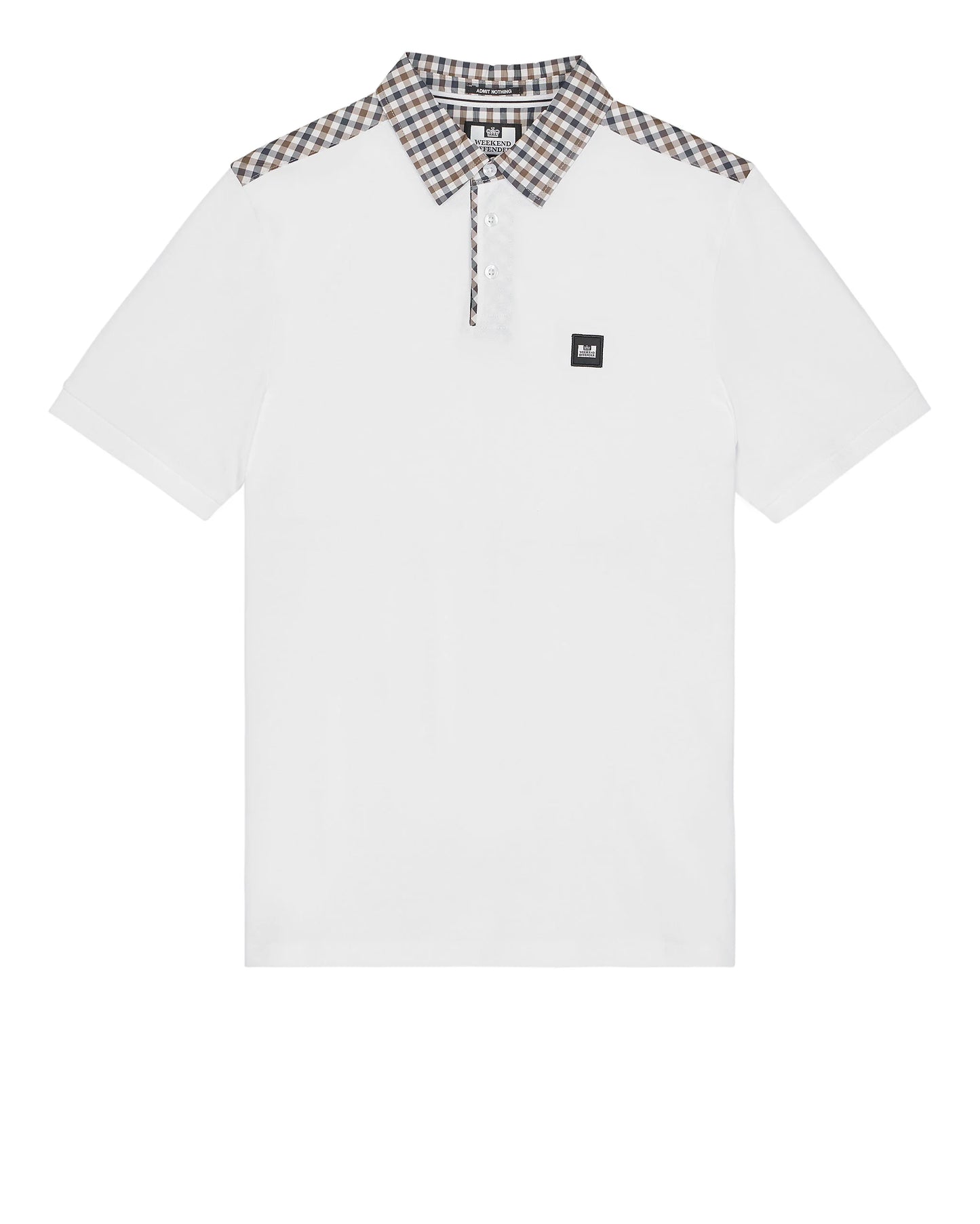 Weekend Offender - Costa Mid Check Polo Shirt White