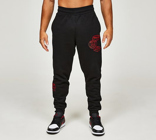 Mercier Tonal Badge Black Red Joggers