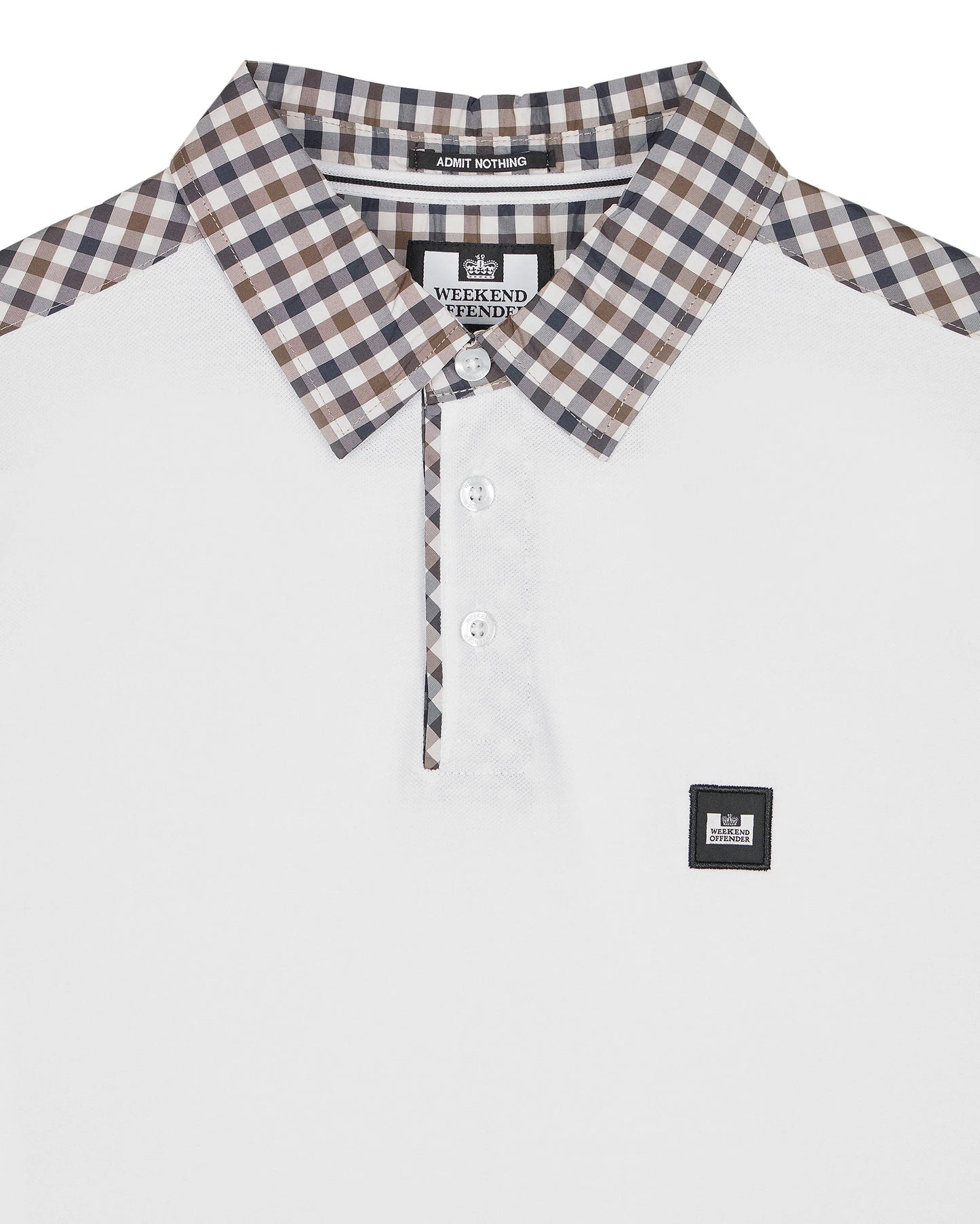 Weekend Offender - Costa Mid Check Polo Shirt White