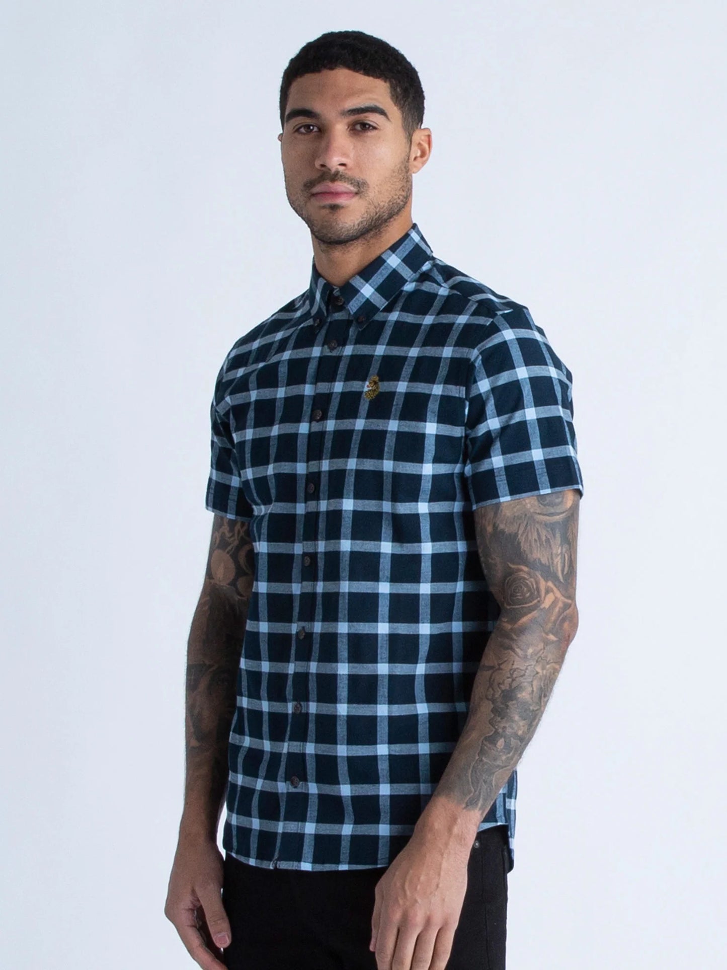Luke 1977 - Cambridge S/S Shirt Dark Navy / Sky