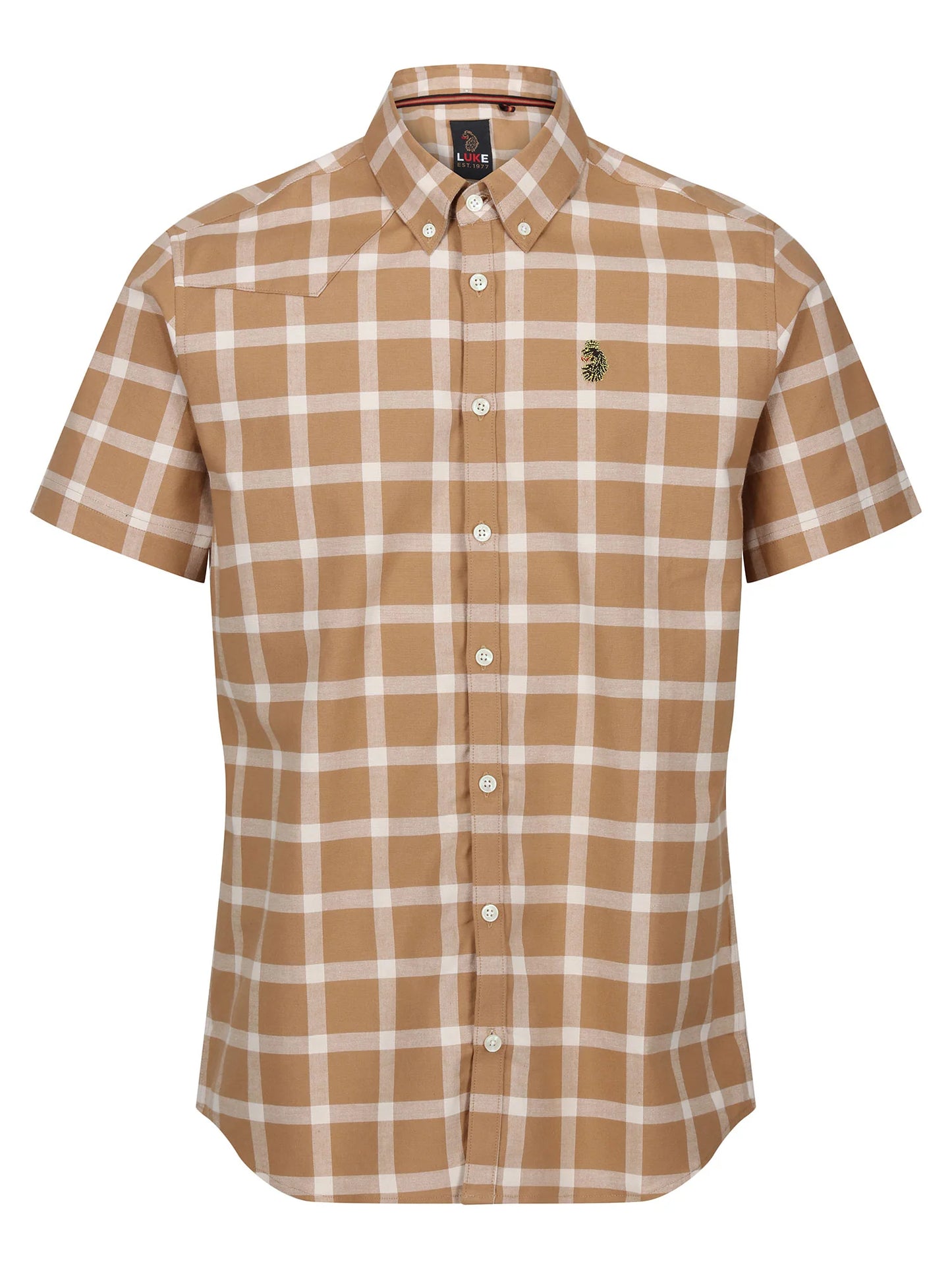 Luke 1977 - Cambridge S/S Shirt Caramel / Ecru