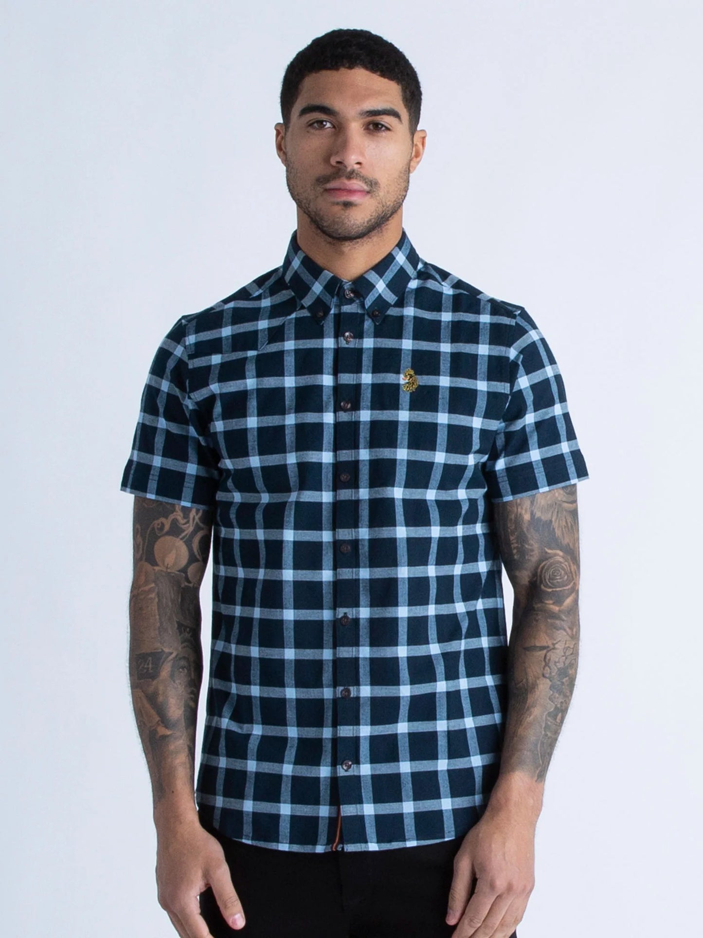 Luke 1977 - Cambridge S/S Shirt Dark Navy / Sky