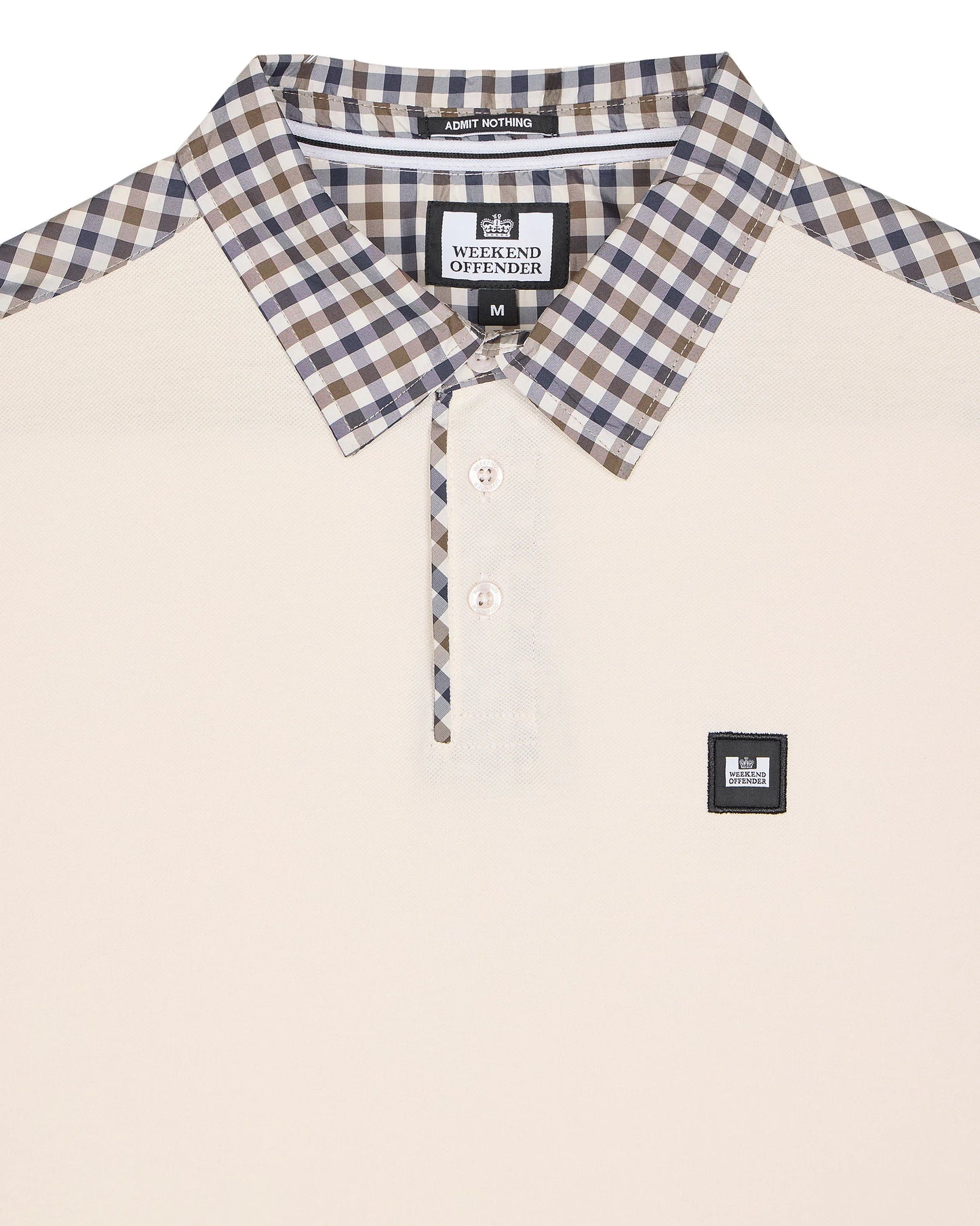 Weekend Offender - Costa Mid Check Polo Shirt Alabaster