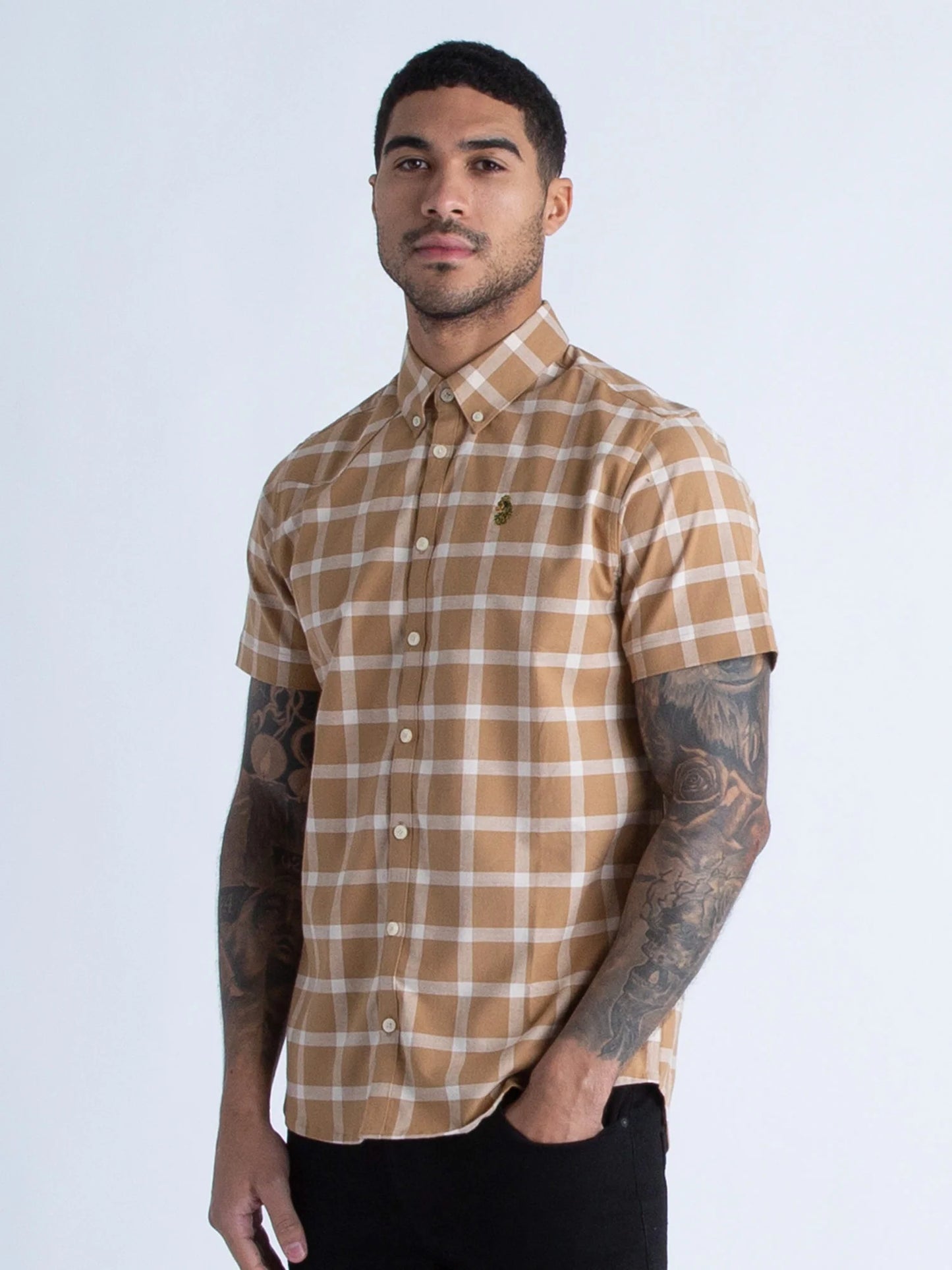 Luke 1977 - Cambridge S/S Shirt Caramel / Ecru