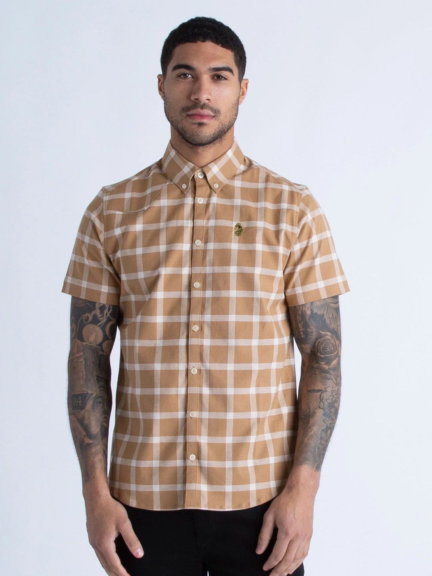 Luke 1977 - Cambridge S/S Shirt Caramel / Ecru