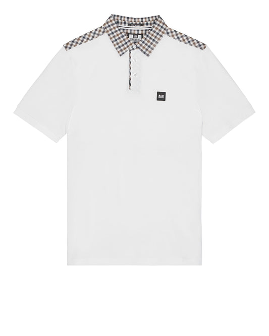 Weekend Offender - Costa Mid Check Polo Shirt White