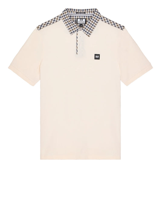 Weekend Offender - Costa Mid Check Polo Shirt Alabaster