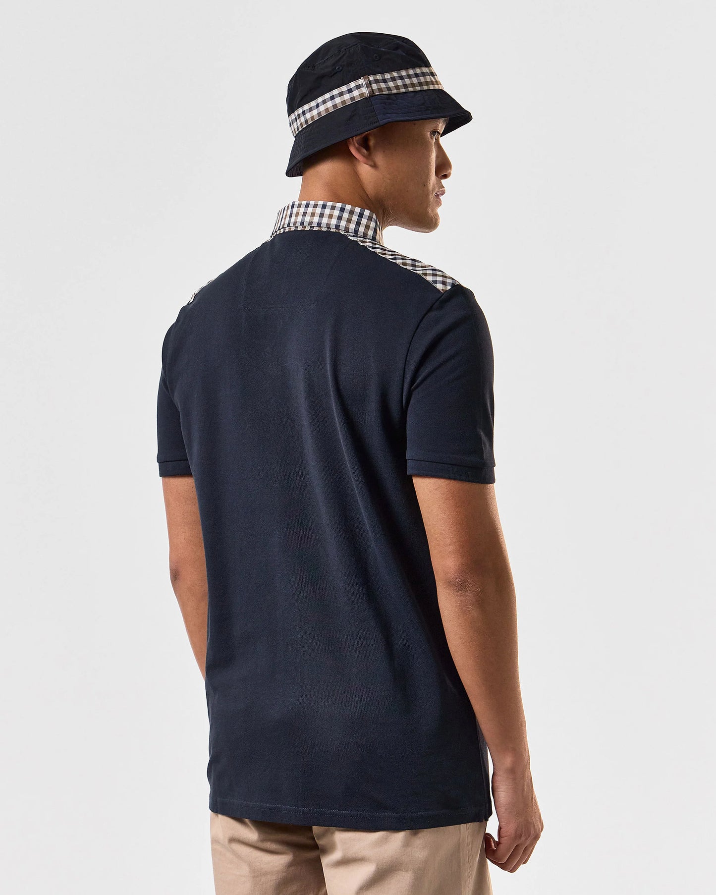 Weekend Offender - Costa Mid Check Polo Shirt Navy