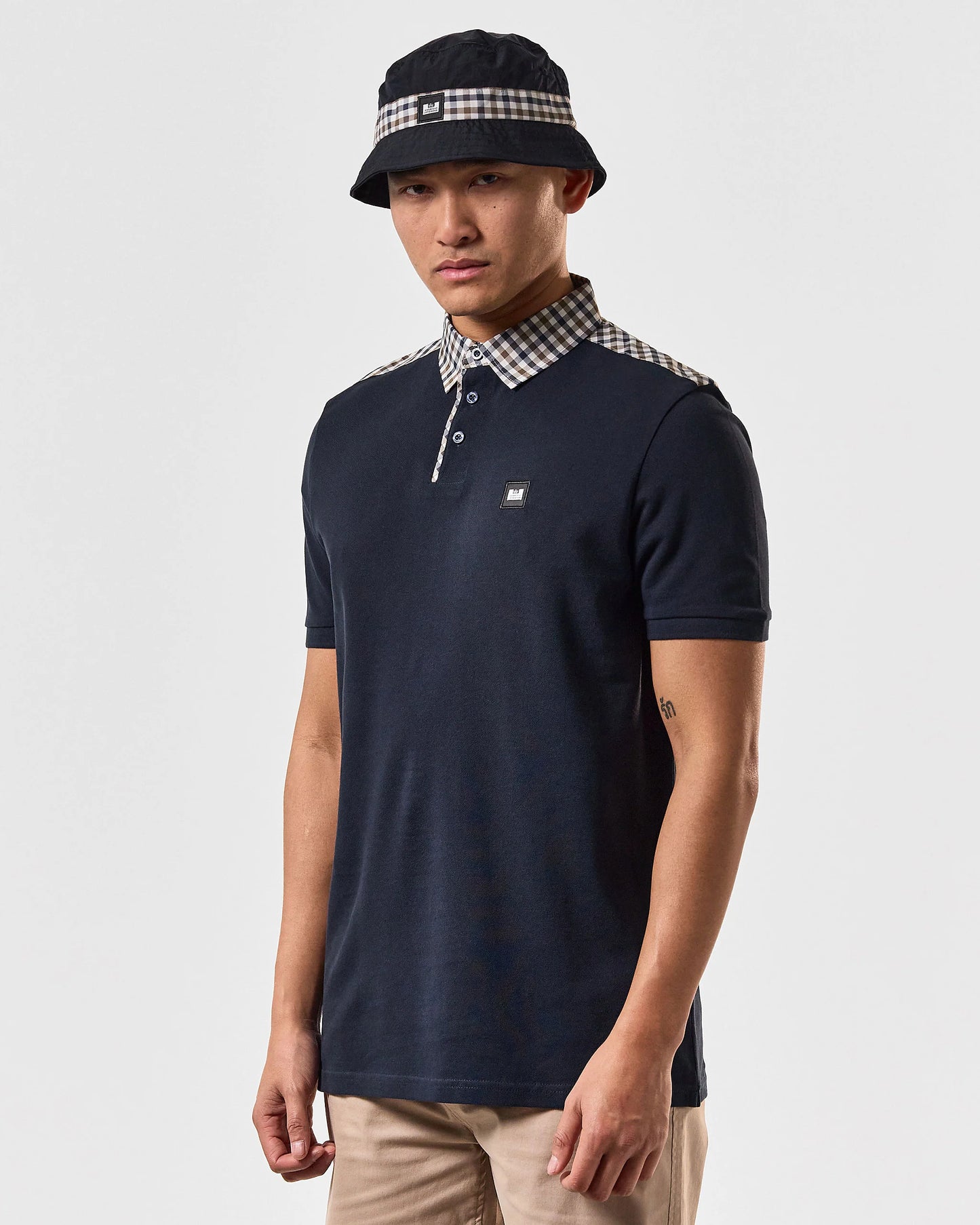 Weekend Offender - Costa Mid Check Polo Shirt Navy
