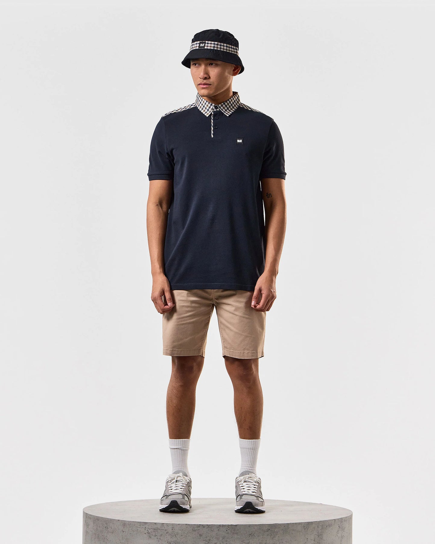 Weekend Offender - Costa Mid Check Polo Shirt Navy