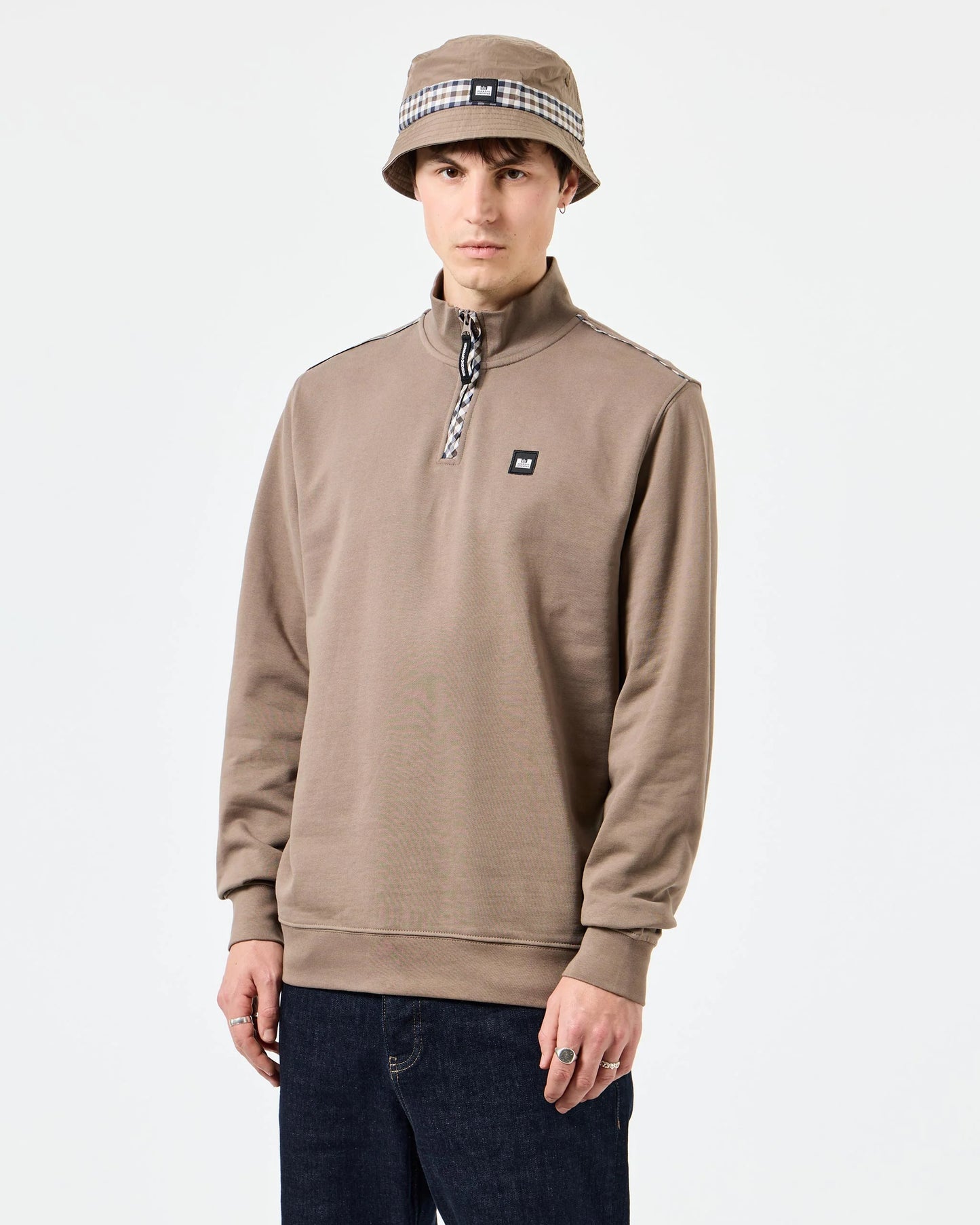 Weekend Offender - Matisa 1/4 Zip Jumper Mocha Brown