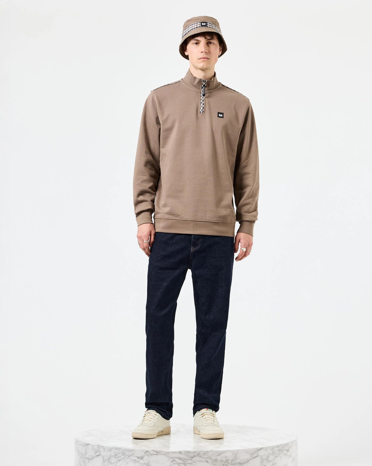Weekend Offender - Matisa 1/4 Zip Jumper Mocha Brown