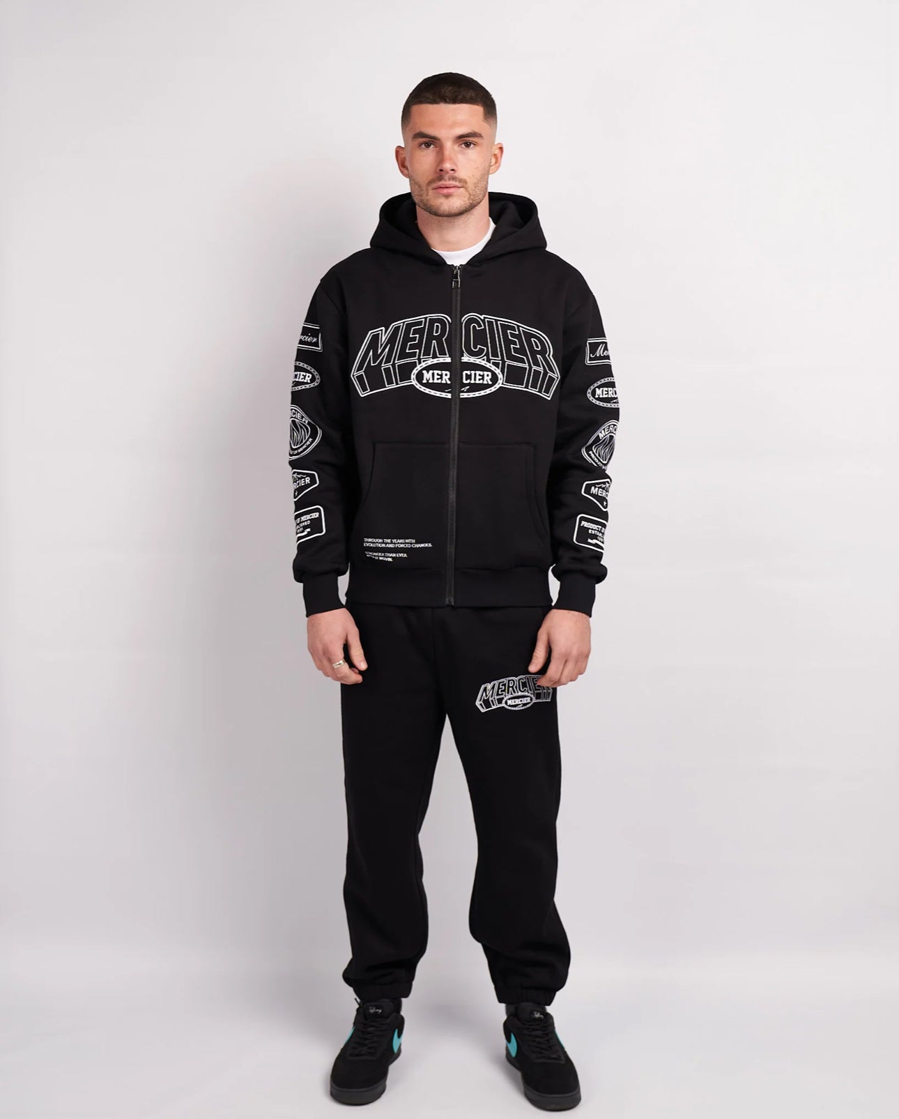 Mercier Black White Compton Zip Up Hoodie
