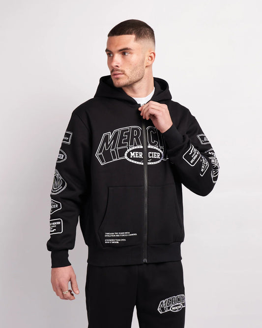 Mercier Black White Compton Zip Up Hoodie