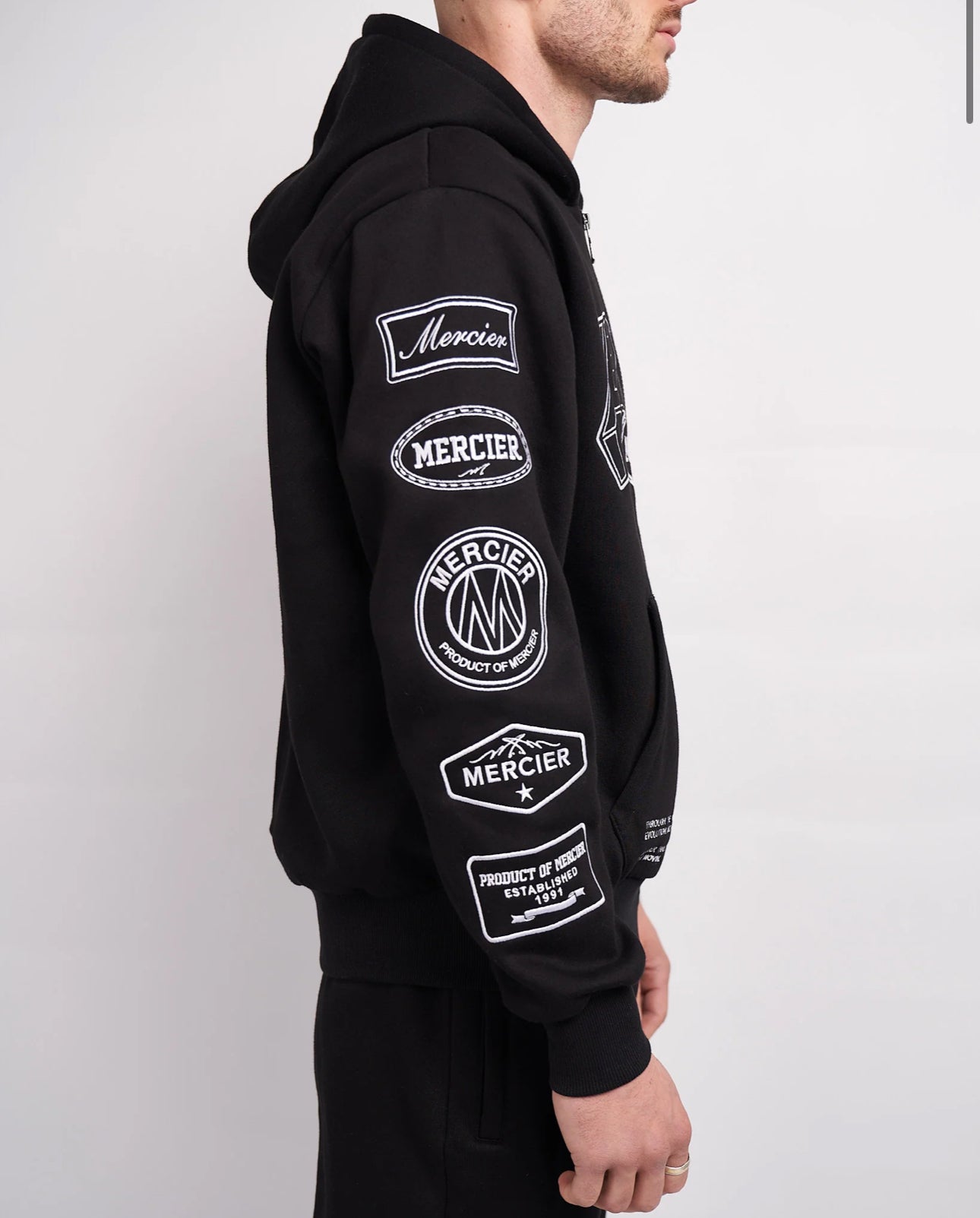 Mercier Black White Compton Zip Up Hoodie