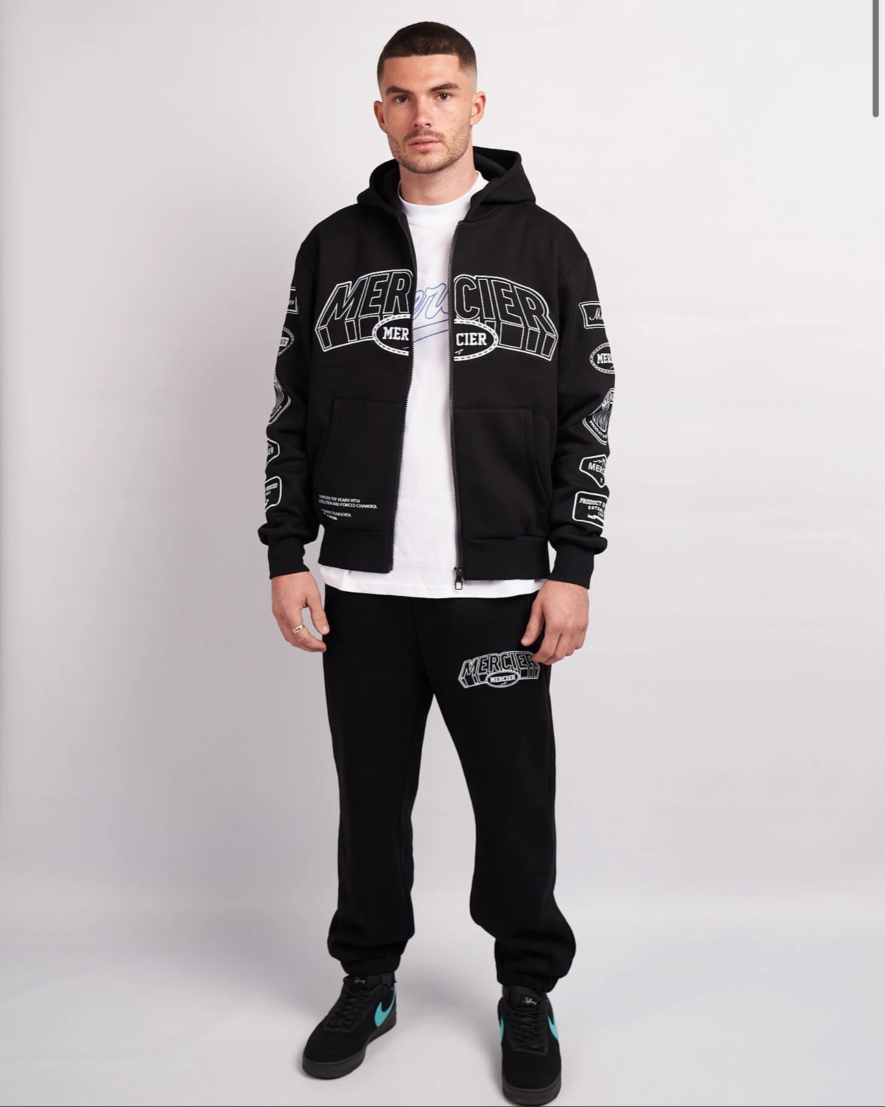 Mercier Black White Compton Zip Up Hoodie