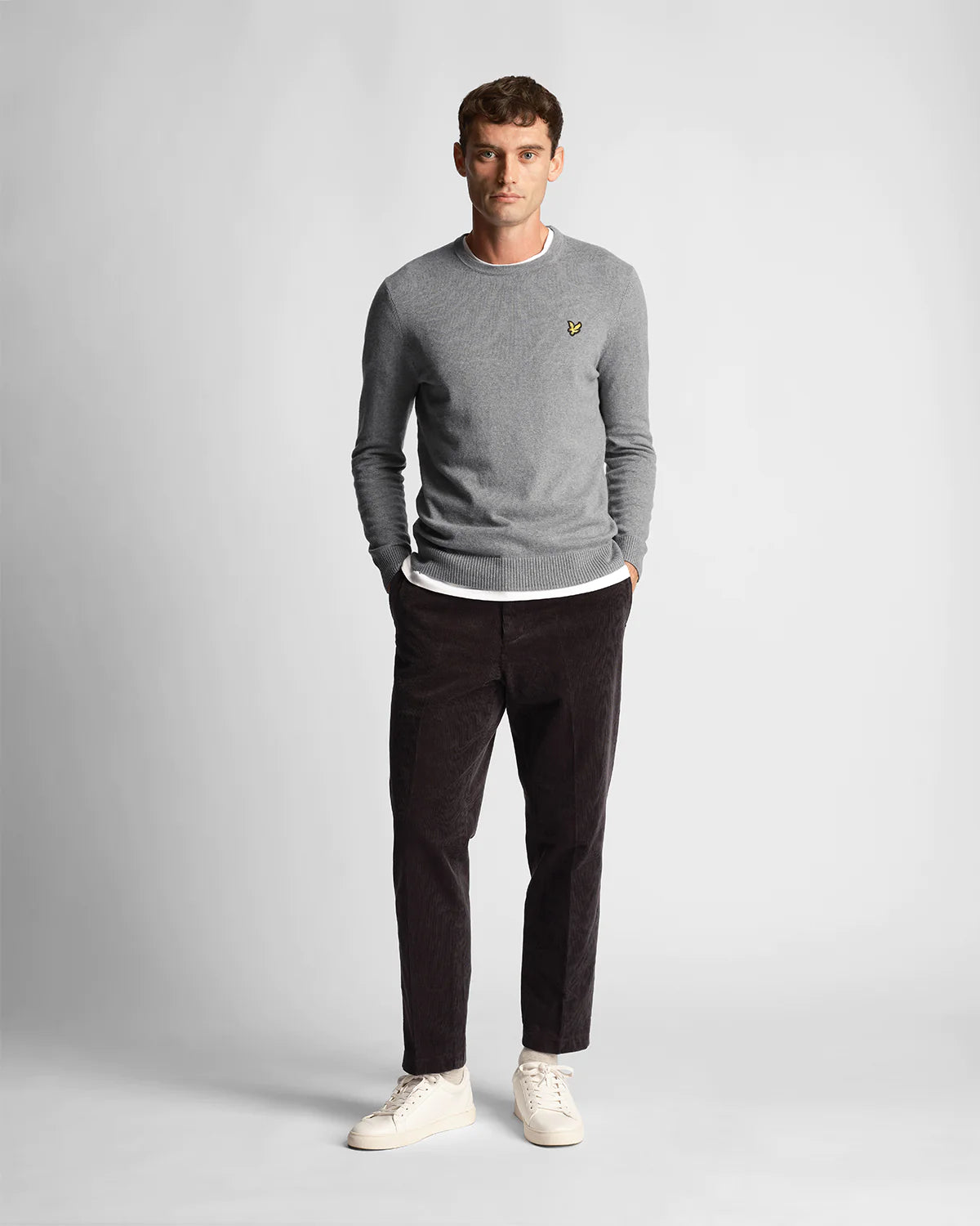 Lyle & Scott - Cotton Merino Jumper Mid Grey Marl