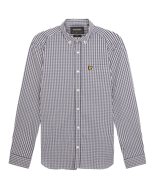Lyle & Scott - L/S Gingham Shirt Navy / White