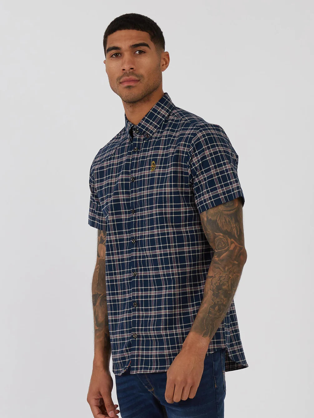 Luke 1977 - Cambridge S/S Shirt Dark Navy Mix