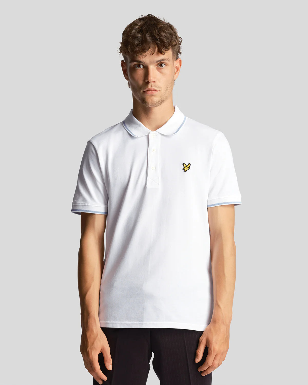 Lyle & Scott - Tipped Polo Shirt White / Light Blue