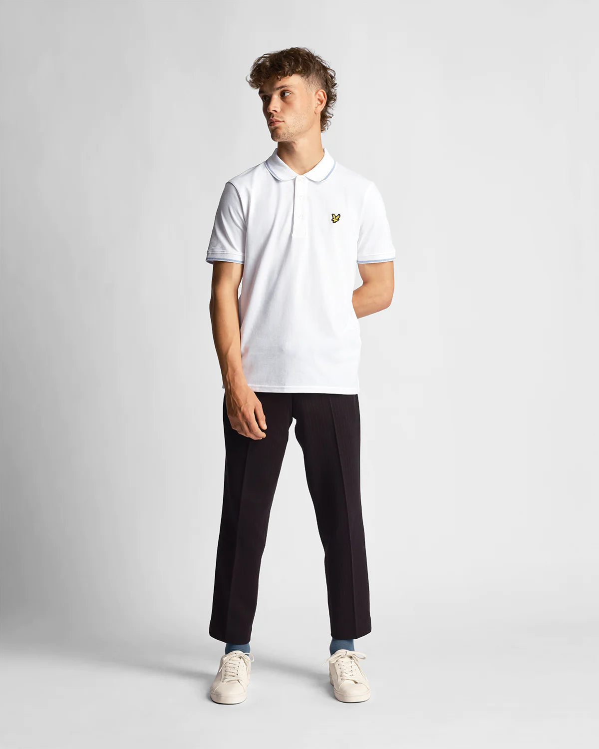 Lyle & Scott - Tipped Polo Shirt White / Light Blue
